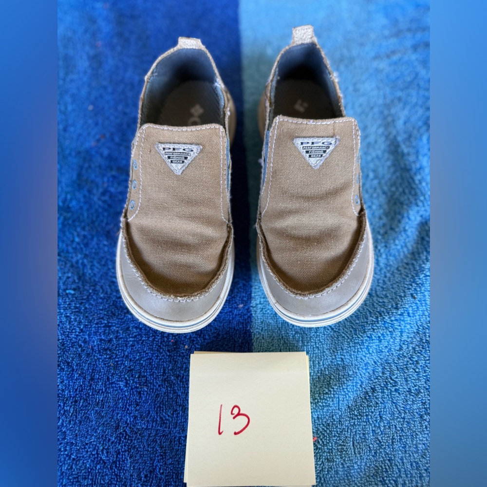 Columbia Kids Boys Slip-On Canvas Boat Shoes - Tan Size 13